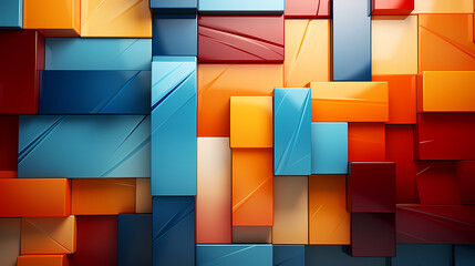 Geometric blocks wall, abstract geometric background