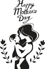 Happy Mothers Day lettering set. Handmade calligraphy vector illustration. Mother's day card with heart