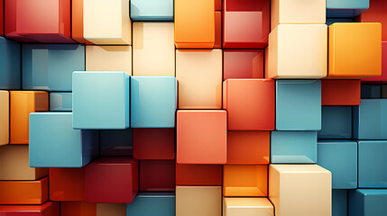Geometric blocks wall, abstract geometric background