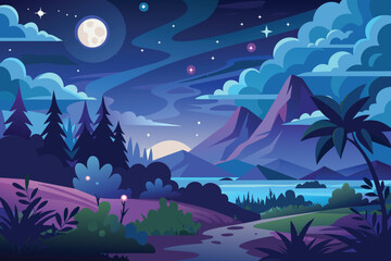 night sky digital art vector illustration