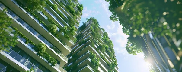 Vertical farming technologies in urban landscapes layering crops for space efficiency - obrazy, fototapety, plakaty