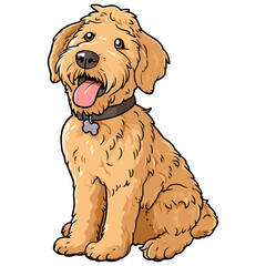 Cute Golden Doodle Dog. Dog portrait, Vector illustration