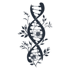 Vector illustration of double helix dna chain with floral