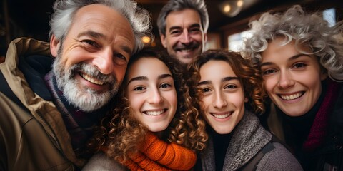 Capturing the Joyful Bonds of a Multigenerational Family in a Selfie. Concept Family Selfie, Multigenerational Bond, Joyful Moments