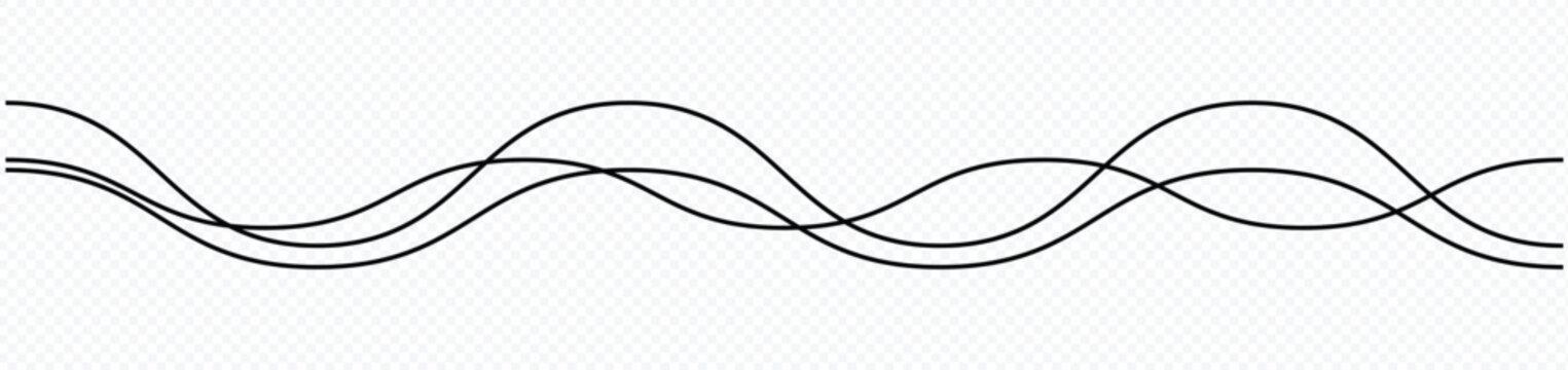 Thin line wavy background. Vector illustration isolated on transparent background