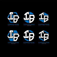 Obraz premium IB letter logo set design.IB monogram polygonal and circle shape vector. IB unique design. 