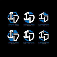 ID letter logo set design.ID monogram polygonal and circle shape vector. ID unique design.
