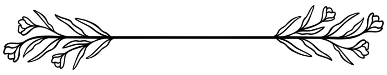 Floral Line | Decorative Flower Leafy Line Element | Botanical Vector Illustration