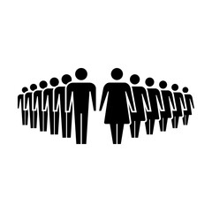 People icon vector male and female, group of persons symbol avatar for business management team in glyph pictogram illustration