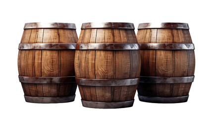 Wooden oak barrels cut out