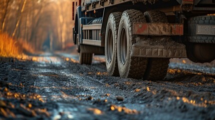 Close-up of a cargo truck on the road.
