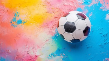 boho football on colored background, bohemian and sport concept, created with modern techniques.