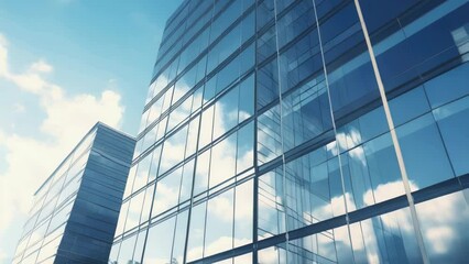 A sleek and contemporary glass building against a clear blue sky. Perfect for business or architectural concepts.