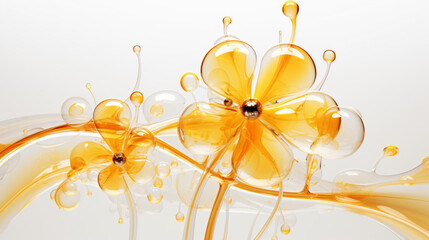 A Futuristic Flower with Bubbles. yellow flower