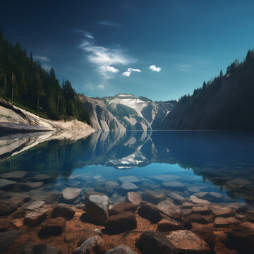 View of Crater Lake reflection photography