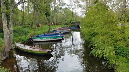 Naklejka premium boats on the river