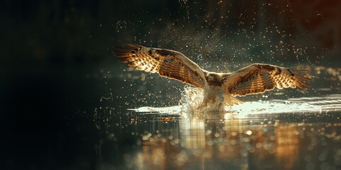 bird, wing, animal, water, flight, nature, wildlife, hawk, background, wild. close up to white-tailed eagle is flying on the water to hunting then catching fish in lake or river. Animal portrait.