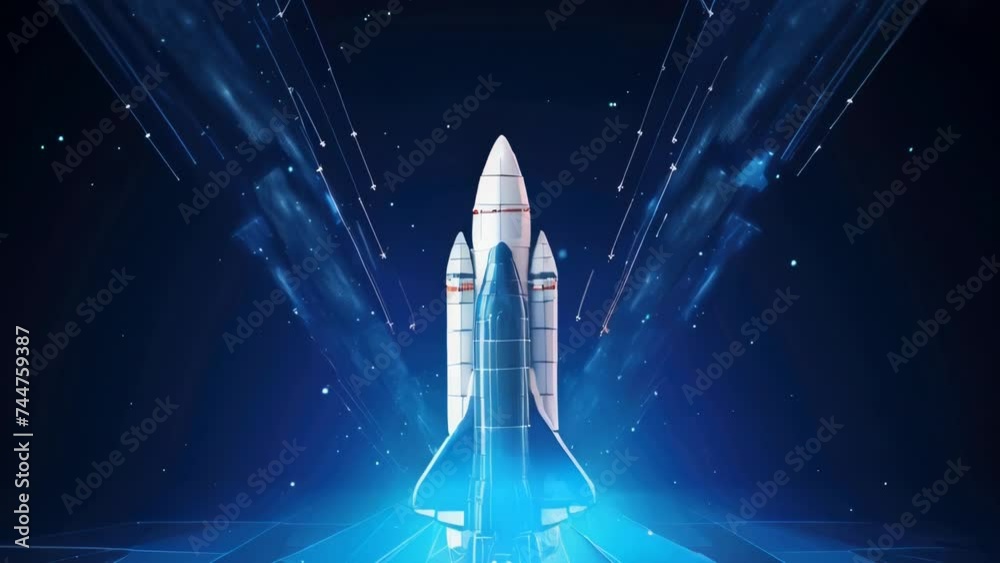 Poster a space shuttle flying through the air. suitable for educational projects.