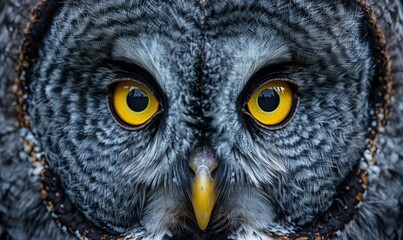 bird, owl, animal, closeup, eye, portrait, nature, wild, wildlife, background. close up portrait of beautiful colorful owl with colorful feathers and eye yellow in dark background Generative via AI.