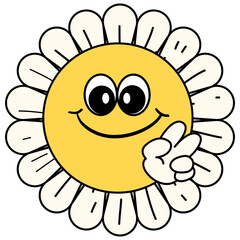 Sticker pack in trendy retro trippy style. Isolated vector illustration. Hippie 60s, 70s style, Groovy Hippie Flower Power. Floral set