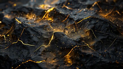 3D abstract wallpaper featuring a three-dimensional dark golden and black background, creating a luxurious golden wallpaper with hints of black for added depth and contrast.