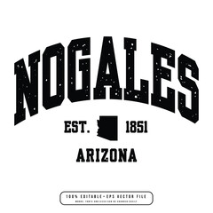 Nogales text effect vector. Editable college t-shirt design printable text effect vector