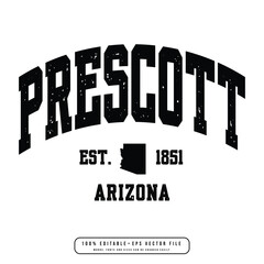 Fototapeta na wymiar Prescott text effect vector. Editable college t-shirt design printable text effect vector