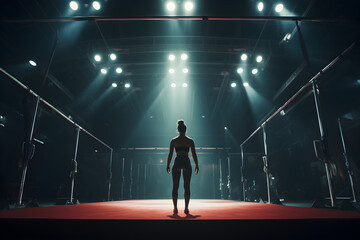 Fototapeta na wymiar Captivating Scene of a Professional Gymnastics Gym with Athletes Practicing on the Bars