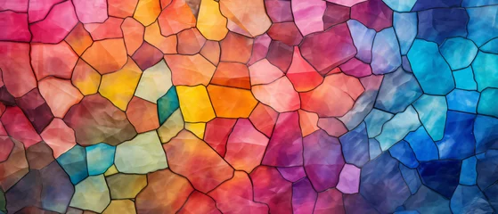 Foto auf Glas Abstract bold colors colorful mosaic stone wall © Tariq