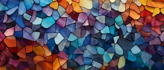  Abstract bold colors colorful mosaic stone wall © Tariq