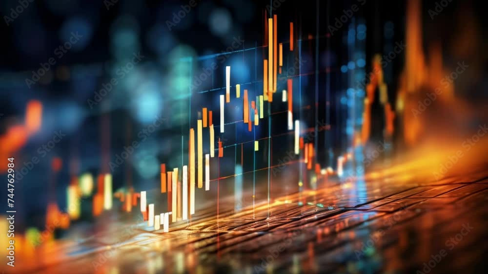 Poster detailed stock chart on a table, suitable for financial concepts.