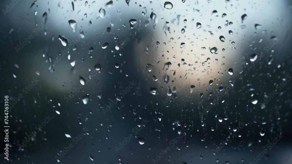 Poster close up of rain drops on a window. perfect for weather or nature concepts.