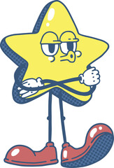 Groovy star doodle cartoon mascot character