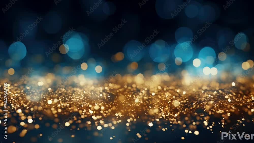 Poster vibrant blue and gold background with glowing lights. perfect for adding a touch of elegance to any 