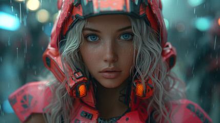 Beautiful woman captured from a cinematic fantasy scene - close-up movie shot