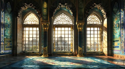 Islamic patterns on mosque wall, mosque view, Islamic backgrounds.
