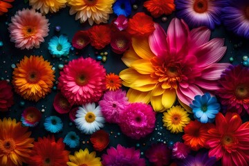 Fototapeta na wymiar A mesmerizing HD photograph featuring the seamless integration of lively liquid colors on a simple backdrop, enhanced by the presence of artistic flower designs for a touch of elegance