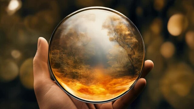 Person holding a mirror, useful for self-reflection concepts.