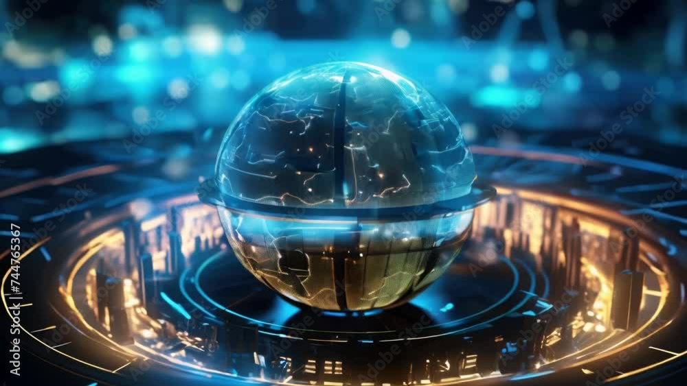 Poster A sphere with a map of the world, suitable for global concepts and travel themes.