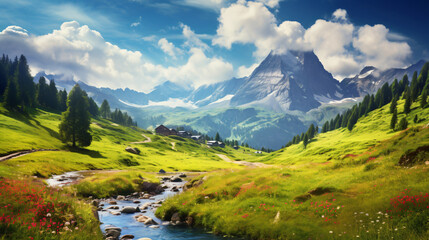 Fototapeta na wymiar beautiful landscape alpine meadows