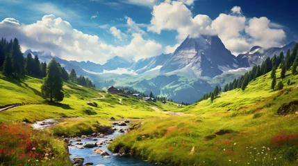 Zelfklevend Fotobehang beautiful landscape alpine meadows © Tariq