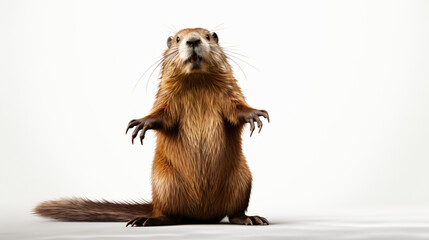 Beaver Standing on Hind Legs - obrazy, fototapety, plakaty