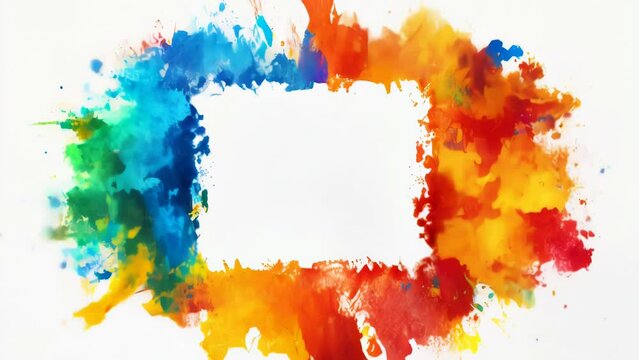 Colorful paint splatters on a clean white surface. Ideal for artistic and creative projects.