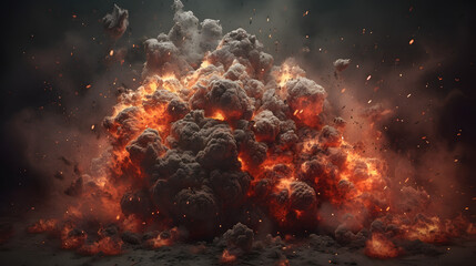  explosion with lava and explosion