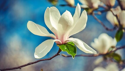 beautiful blooming white magnolia flower