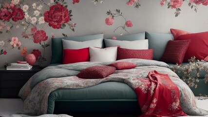 Décor Enhanced by Striking Red Blossom