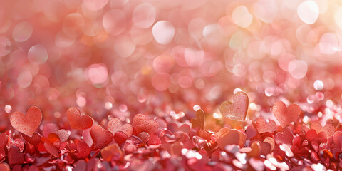 heart shaped confetti bokeh background peach pink color (6)
