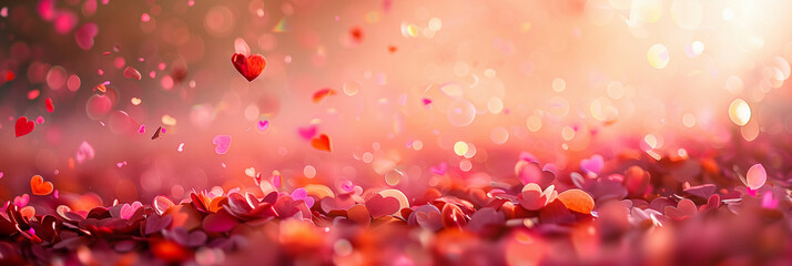 heart shaped confetti bokeh background peach pink color (5)