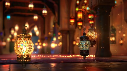 Illuminating lanterns for Eid, Ramzan kareem Islamic backgrounds