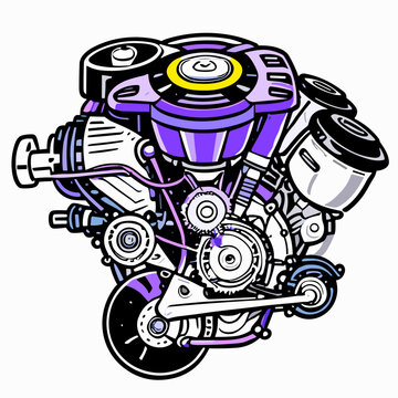 recommend clip art: a four stroke engine vector illustration line art